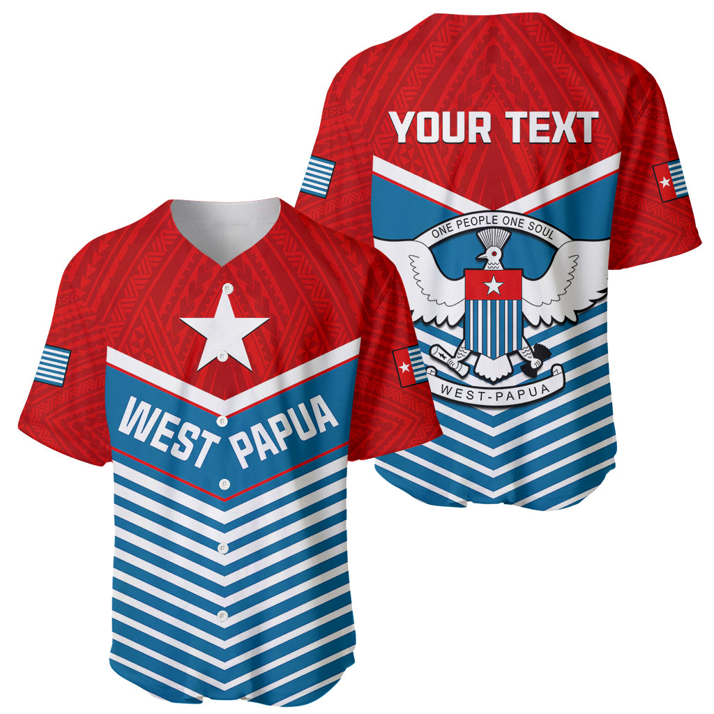 (Custom Personalised) West Papua Baseball Jersey Coat Of Arms And Morning Star Flag - Wonder Print Shop