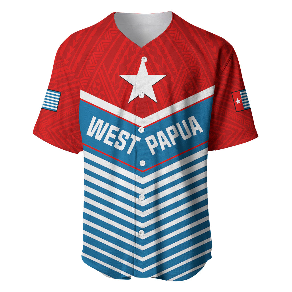 (Custom Personalised) West Papua Baseball Jersey Coat Of Arms And Morning Star Flag - Wonder Print Shop