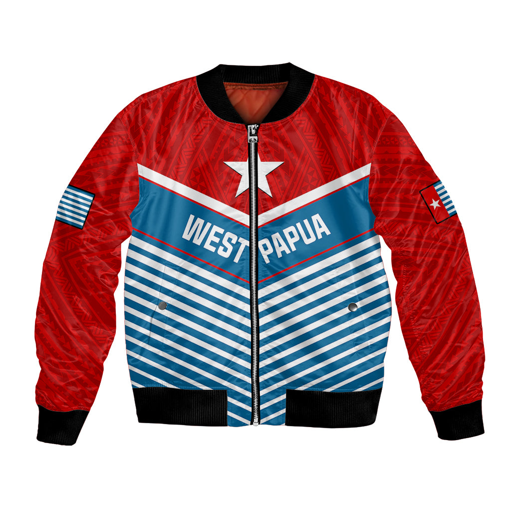 (Custom Personalised) West Papua Bomber Jacket Coat Of Arms And Morning Star Flag - Wonder Print Shop