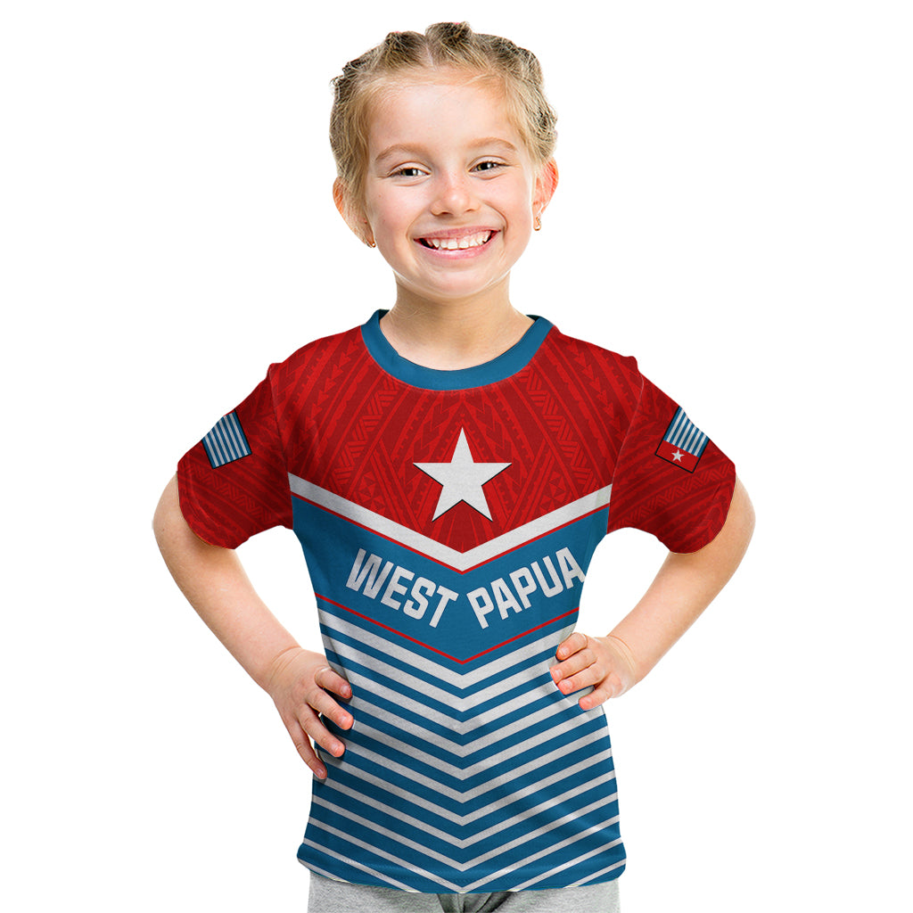 (Custom Personalised) West Papua Kid T Shirt Coat Of Arms And Morning Star Flag - Wonder Print Shop