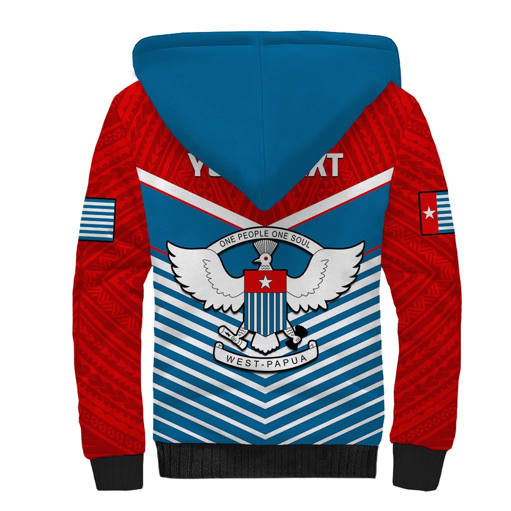 (Custom Personalised) West Papua Sherpa Hoodie Coat Of Arms And Morning Star Flag - Wonder Print Shop
