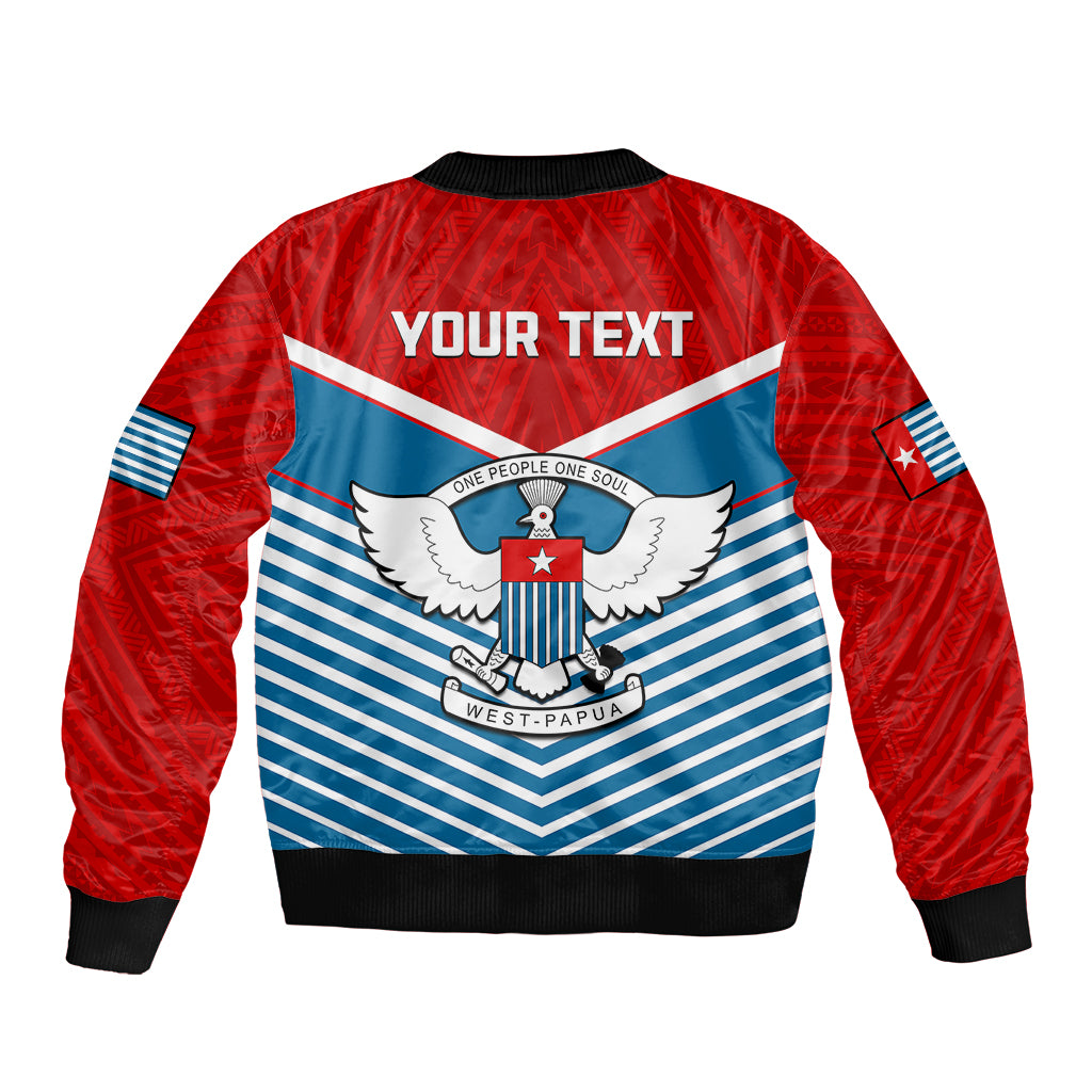 (Custom Personalised) West Papua Sleeve Zip Bomber Jacket Coat Of Arms And Morning Star Flag - Wonder Print Shop