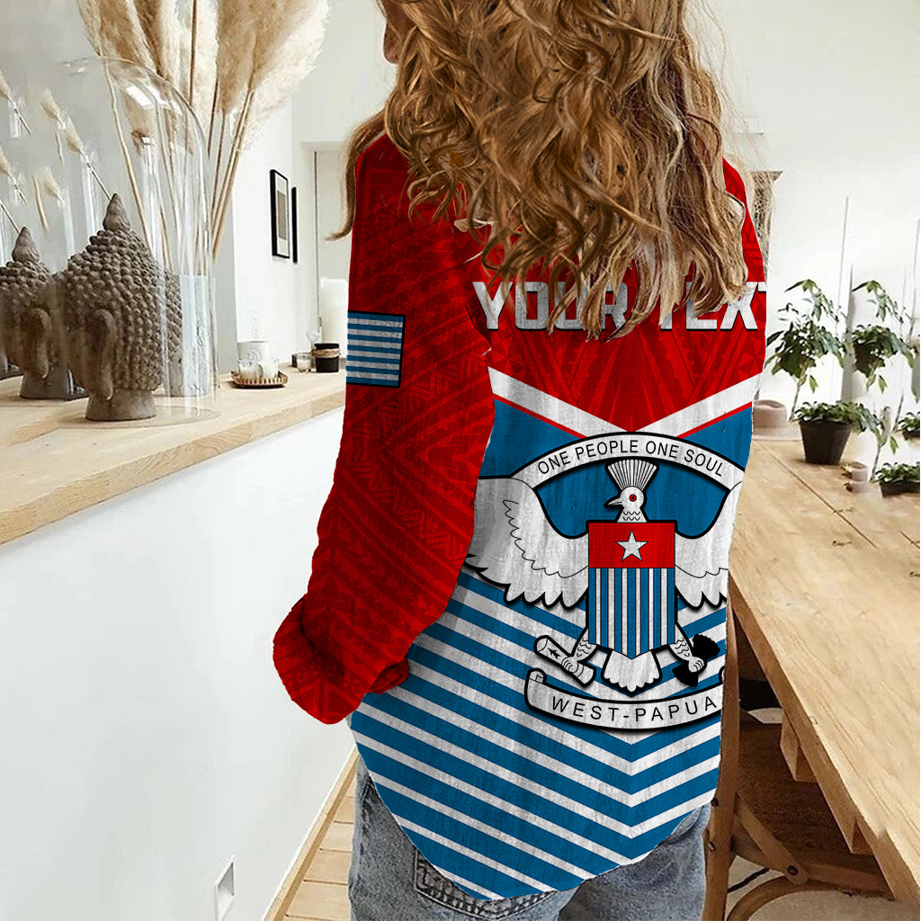 (Custom Personalised) West Papua Women Casual Shirt Coat Of Arms And Morning Star Flag - Wonder Print Shop