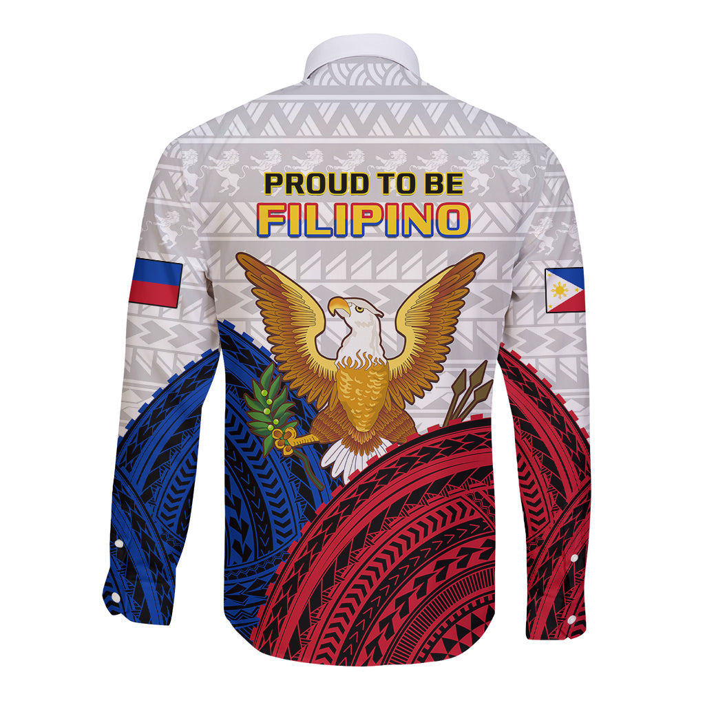 Philippines Independence Day Long Sleeve Button Shirt Proud To Be Filipino Polynesian Pattern - Wonder Print Shop