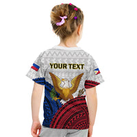 Kids gray T shirt back with YOUR TEXT and golden winged bird graphic