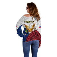 (Custom Personalised) Philippines Independence Day Off Shoulder Sweater Proud To Be Filipino Polynesian Pattern - Wonder Print Shop