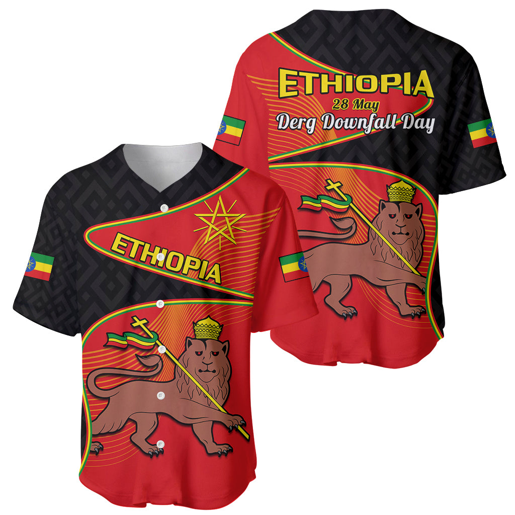 Ethiopia Derg Downfall Day Baseball Jersey Ethiopian Lion of Judah - Wonder Print Shop