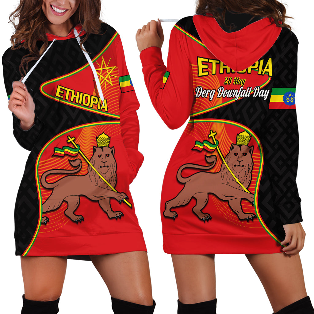 Ethiopia Derg Downfall Day Hoodie Dress Ethiopian Lion of Judah - Wonder Print Shop