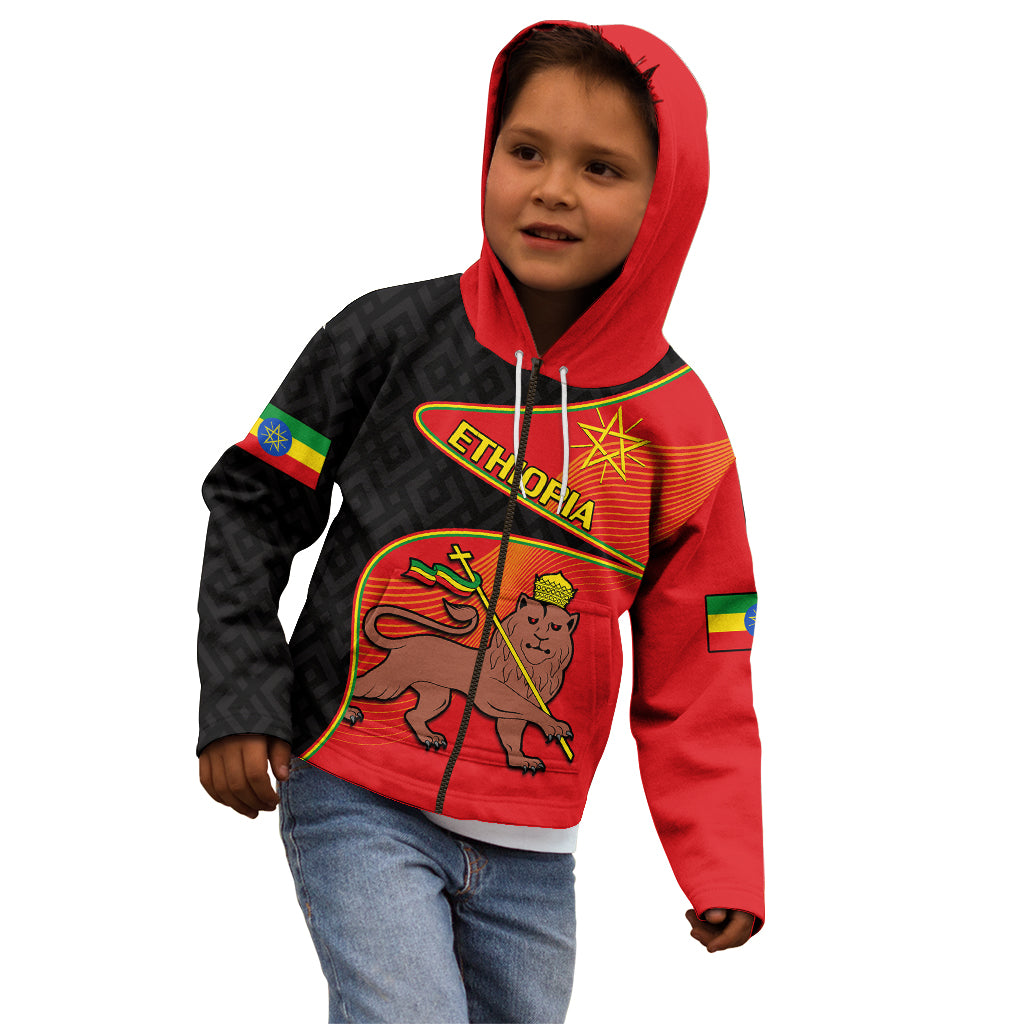 Ethiopia Derg Downfall Day Kid Hoodie Ethiopian Lion of Judah - Wonder Print Shop