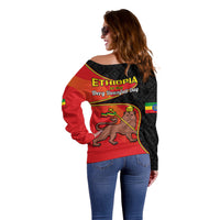Ethiopia Derg Downfall Day Off Shoulder Sweater Ethiopian Lion of Judah - Wonder Print Shop