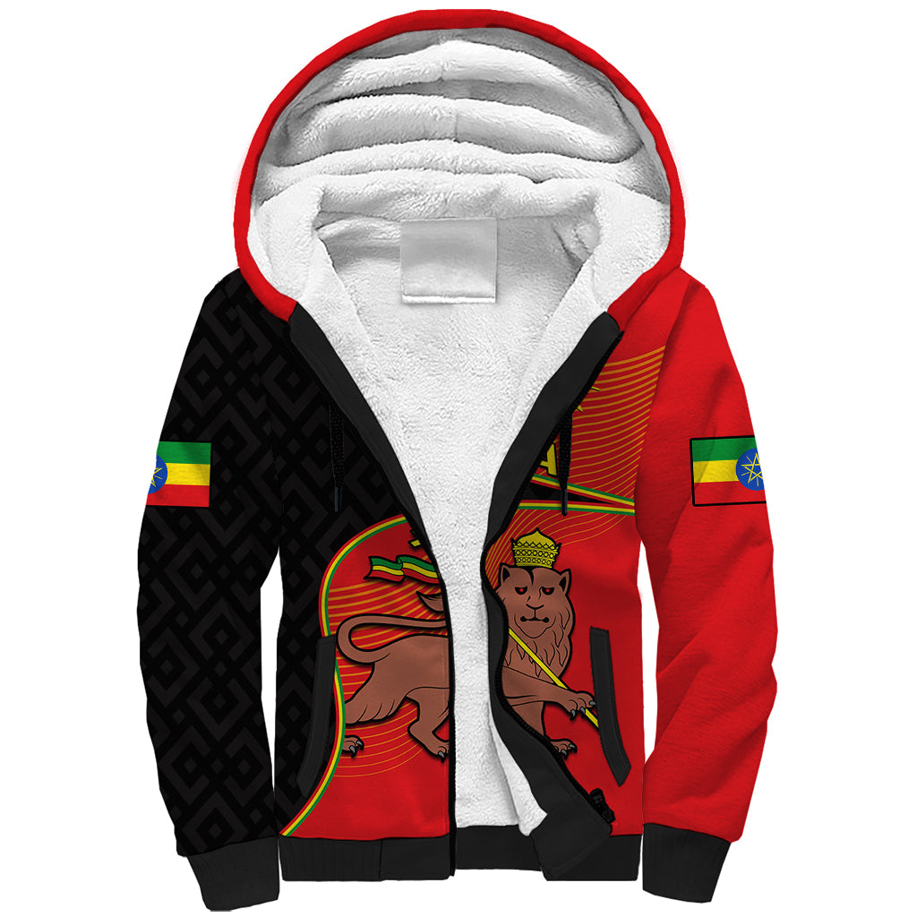Ethiopia Derg Downfall Day Sherpa Hoodie Ethiopian Lion of Judah - Wonder Print Shop