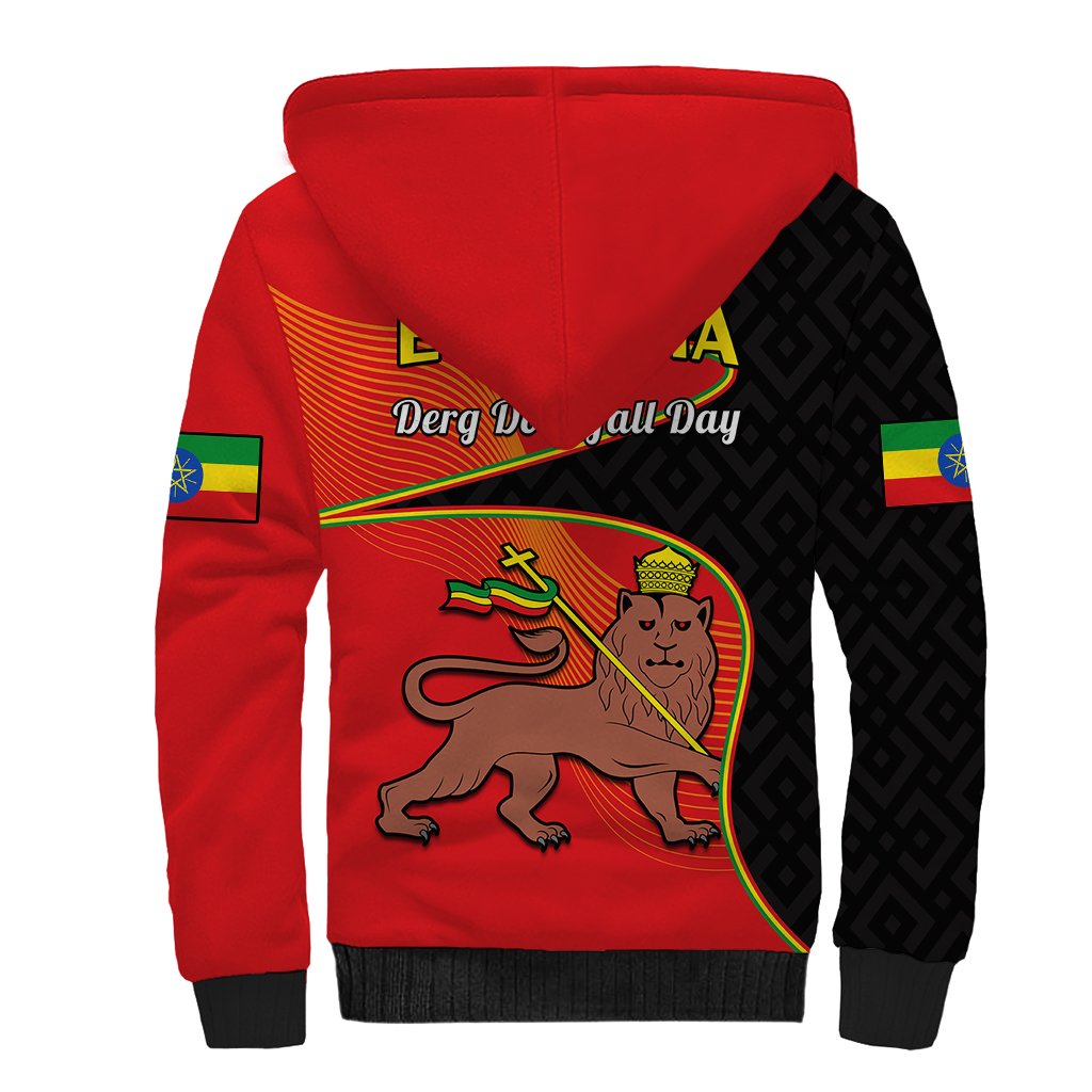 Ethiopia Derg Downfall Day Sherpa Hoodie Ethiopian Lion of Judah - Wonder Print Shop