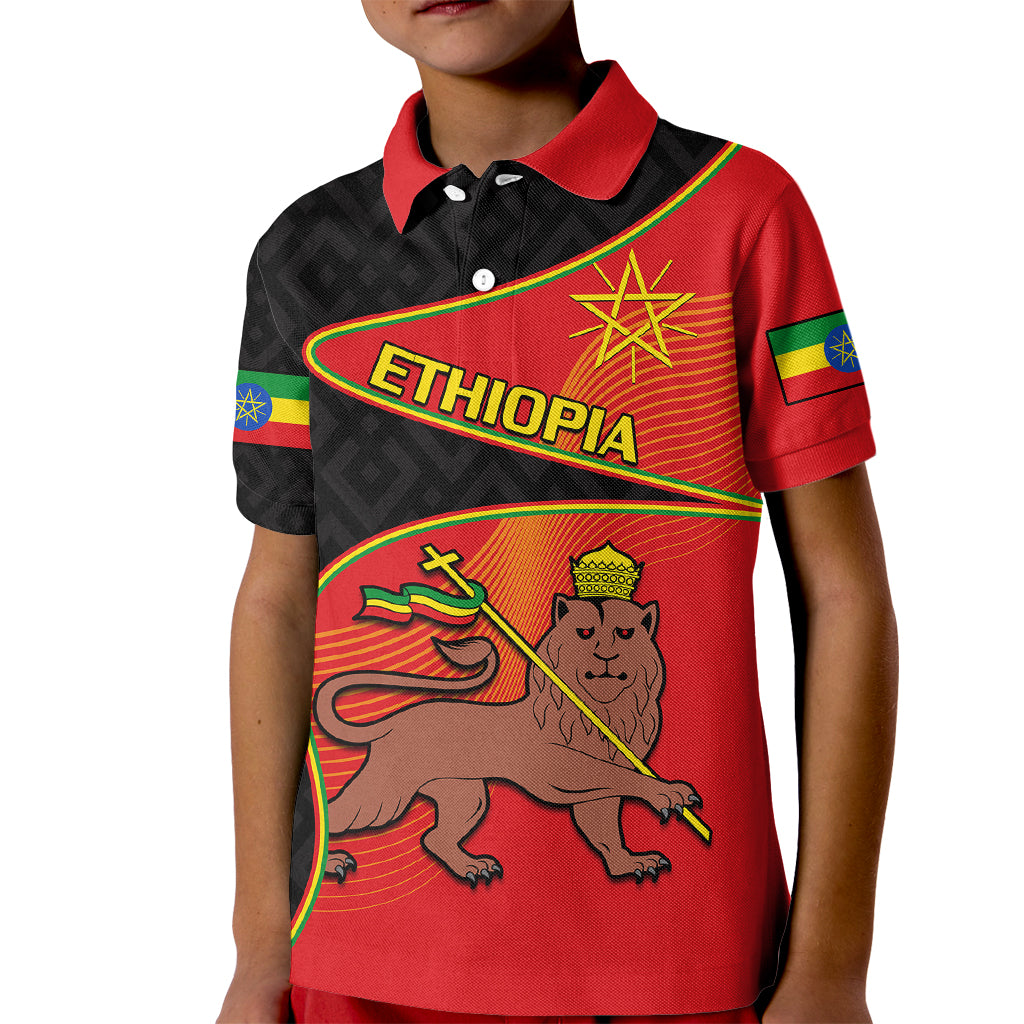 Custom Ethiopia Derg Downfall Day Polo Shirt for Kid Ethiopian Lion of Judah - Wonder Print Shop