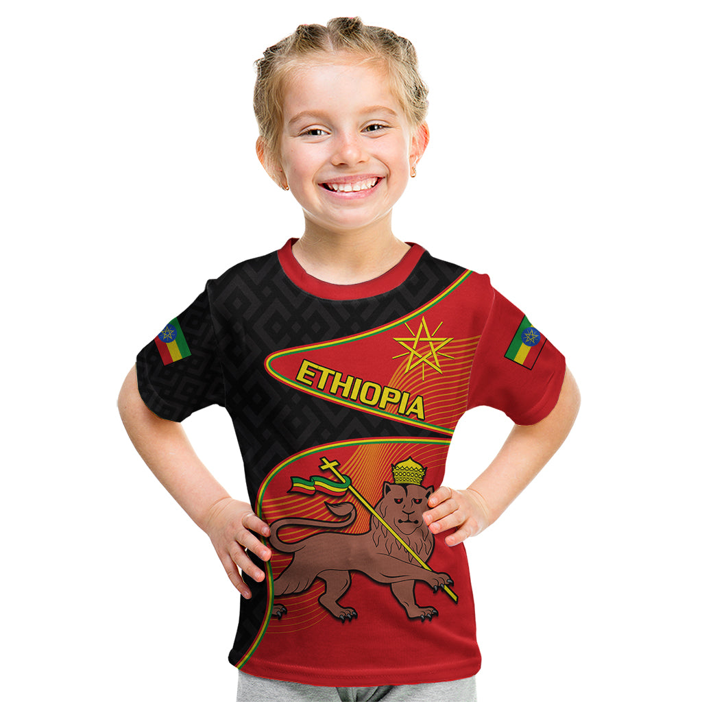 (Custom Personalised) Ethiopia Derg Downfall Day Kid T Shirt Ethiopian Lion of Judah - Wonder Print Shop