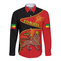 (Custom Personalised) Ethiopia Derg Downfall Day Long Sleeve Button Shirt Ethiopian Lion of Judah - Wonder Print Shop