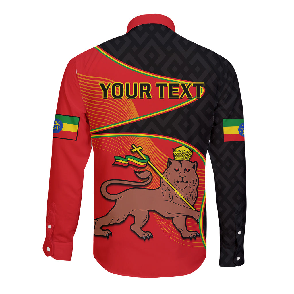 (Custom Personalised) Ethiopia Derg Downfall Day Long Sleeve Button Shirt Ethiopian Lion of Judah - Wonder Print Shop