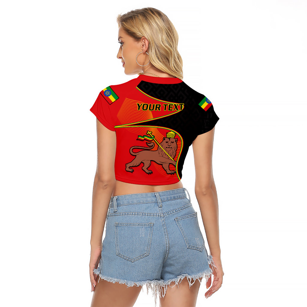 (Custom Personalised) Ethiopia Derg Downfall Day Raglan Cropped T Shirt Ethiopian Lion of Judah - Wonder Print Shop
