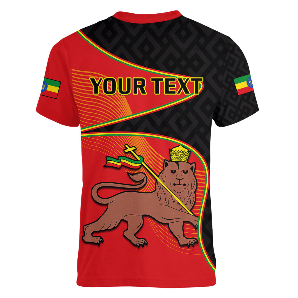 (Custom Personalised) Ethiopia Derg Downfall Day Women V Neck T Shirt Ethiopian Lion of Judah - Wonder Print Shop