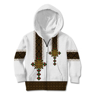 Ethiopia Kid Hoodie Ethiopian Tilet With African Pattern Ver.01 - Wonder Print Shop