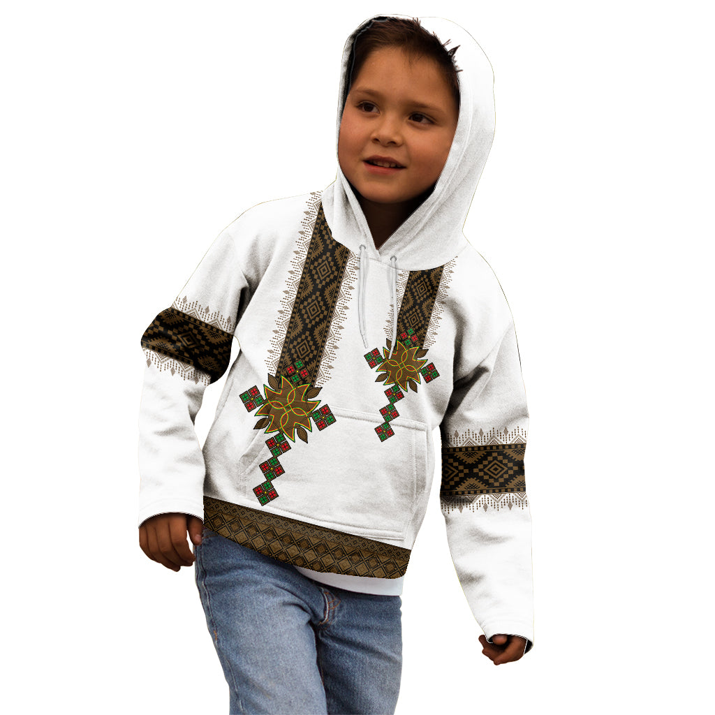 Ethiopia Kid Hoodie Ethiopian Tilet With African Pattern Ver.01 - Wonder Print Shop