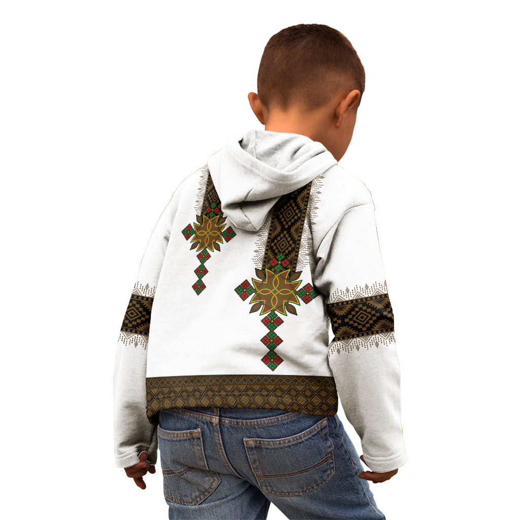Ethiopia Kid Hoodie Ethiopian Tilet With African Pattern Ver.01 - Wonder Print Shop