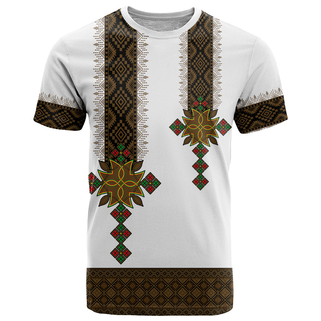 Ethiopia T Shirt Ethiopian Tilet With African Pattern Ver.01 - Wonder Print Shop