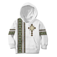 Ethiopia Kid Hoodie Ethiopian Tilet With African Pattern Ver.02 - Wonder Print Shop