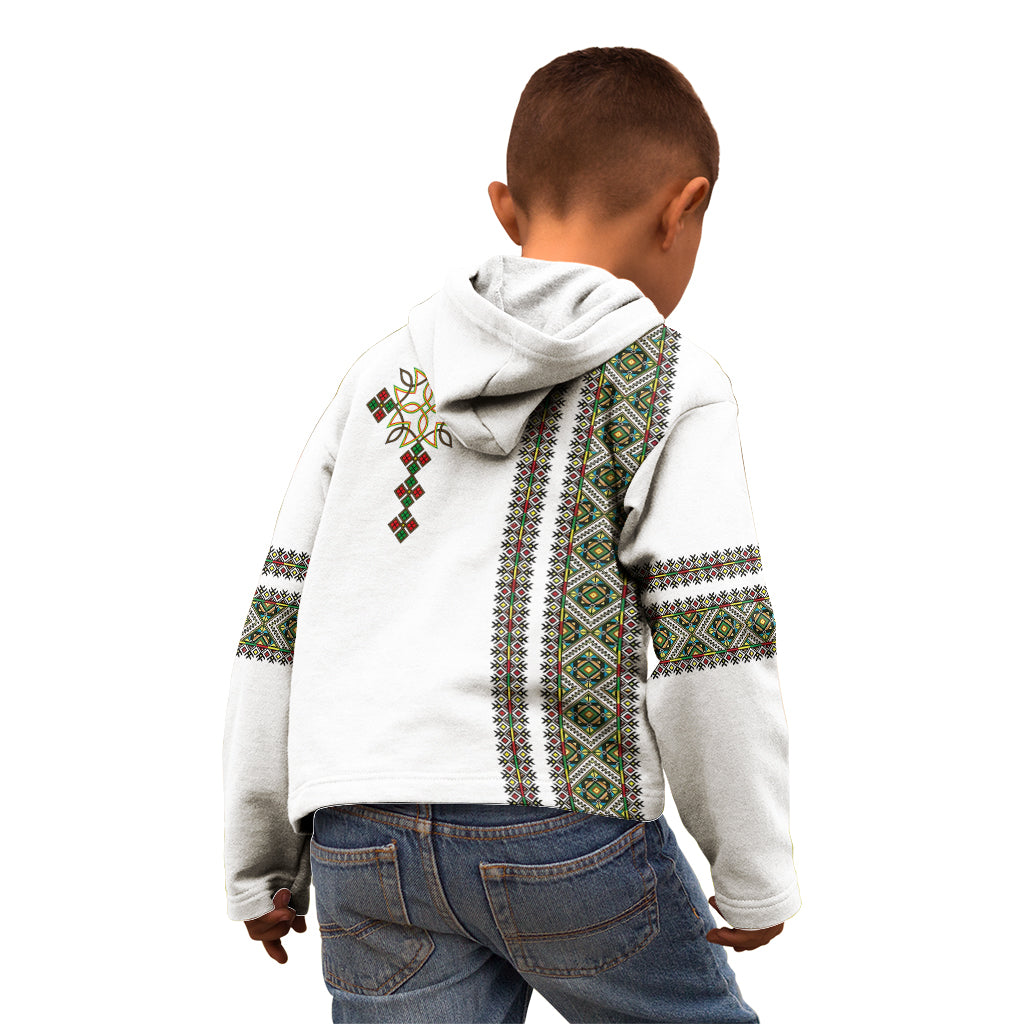 Ethiopia Kid Hoodie Ethiopian Tilet With African Pattern Ver.02 - Wonder Print Shop