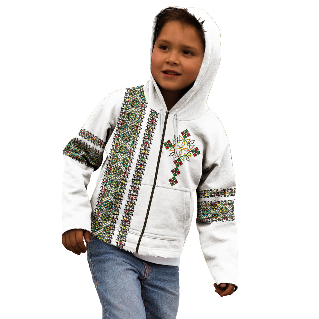 Ethiopia Kid Hoodie Ethiopian Tilet With African Pattern Ver.02 - Wonder Print Shop