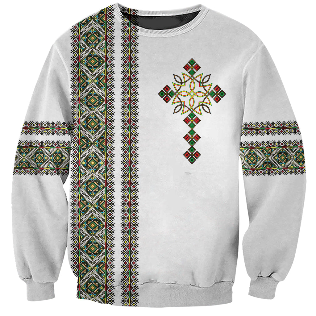 Ethiopia Sweatshirt Ethiopian Tilet With African Pattern Ver.02 - Wonder Print Shop