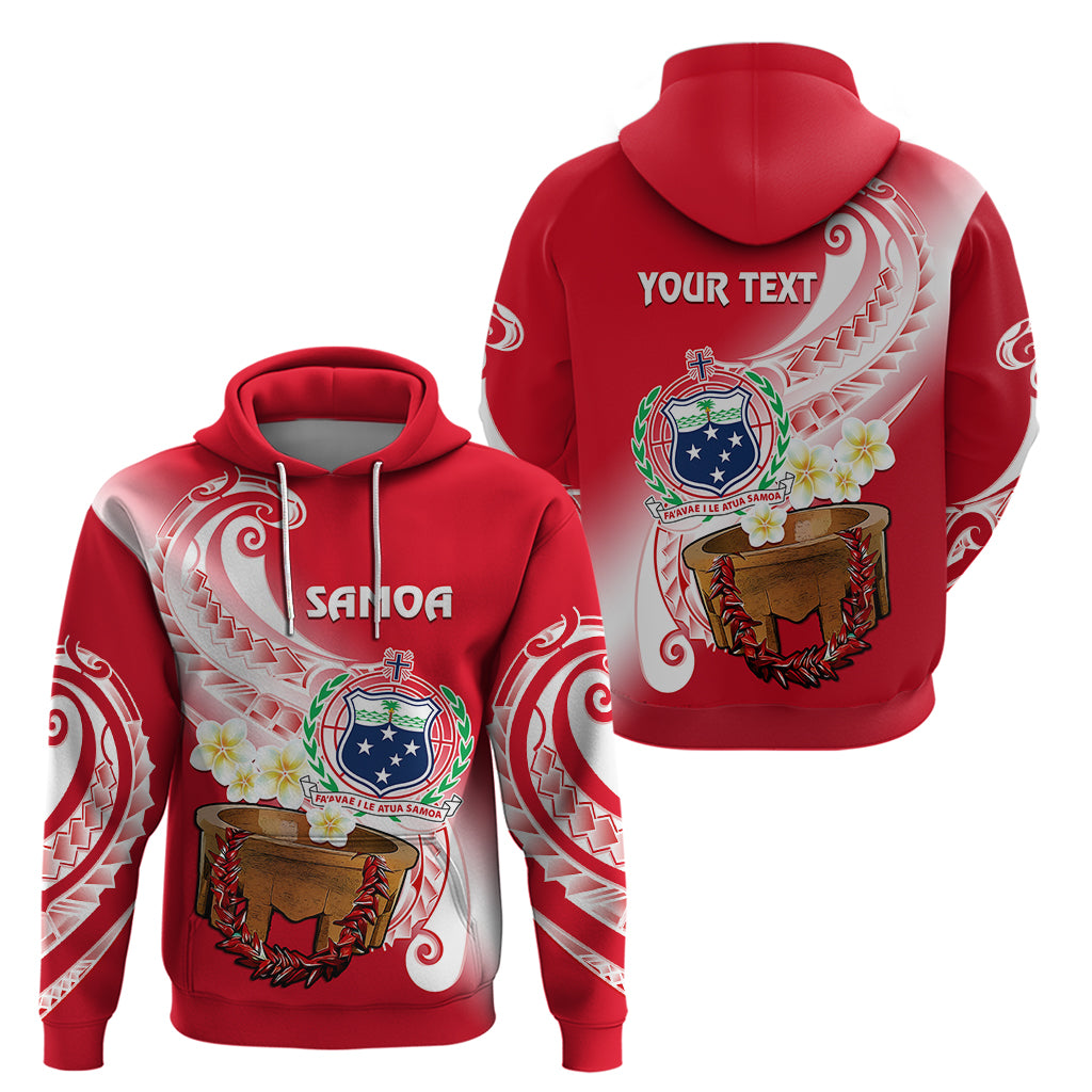 Custom Samoa Hoodie Ula Fala Kava Bowl Plumeria Polynesian Red - Wonder Print Shop