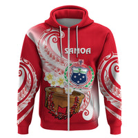 Custom Samoa Hoodie Ula Fala Kava Bowl Plumeria Polynesian Red - Wonder Print Shop