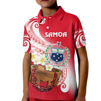 Custom Samoa Polo Shirt for Kid Ula Fala Kava Bowl Plumeria Polynesian Red - Wonder Print Shop