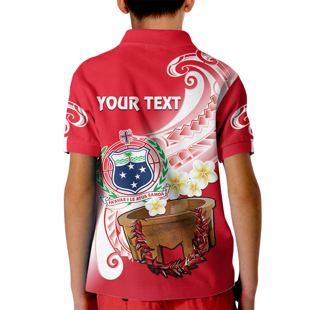 Custom Samoa Polo Shirt for Kid Ula Fala Kava Bowl Plumeria Polynesian Red - Wonder Print Shop