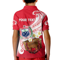 Custom Samoa Polo Shirt for Kid Ula Fala Kava Bowl Plumeria Polynesian Red - Wonder Print Shop