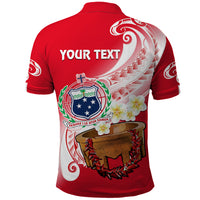Custom Samoa Polo Shirt Ula Fala Kava Bowl Plumeria Polynesian Red - Wonder Print Shop