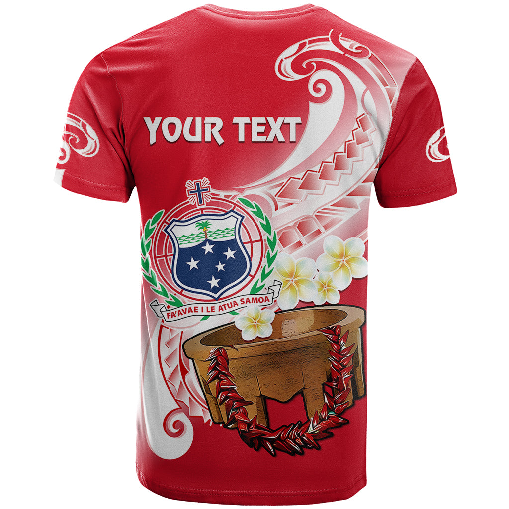 Custom Samoa T Shirt Ula Fala Kava Bowl Plumeria Polynesian Red - Wonder Print Shop