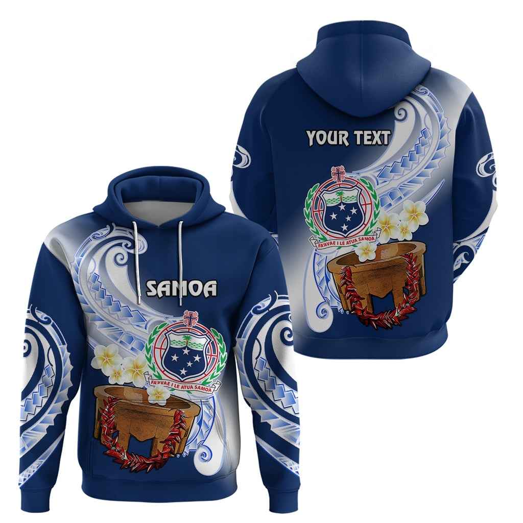 Custom Samoa Hoodie Ula Fala Kava Bowl Plumeria Polynesian Blue - Wonder Print Shop