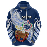 Custom Samoa Hoodie Ula Fala Kava Bowl Plumeria Polynesian Blue - Wonder Print Shop