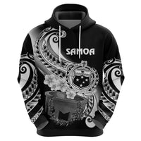 Custom Samoa Hoodie Ula Fala Kava Bowl Plumeria Polynesian Black - Wonder Print Shop