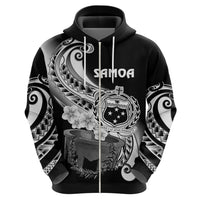 Custom Samoa Hoodie Ula Fala Kava Bowl Plumeria Polynesian Black - Wonder Print Shop