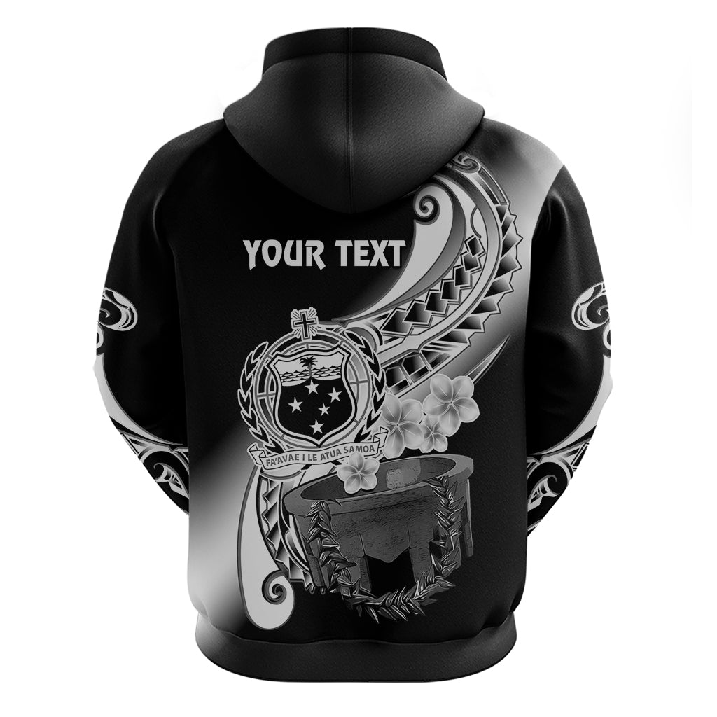 Custom Samoa Hoodie Ula Fala Kava Bowl Plumeria Polynesian Black - Wonder Print Shop