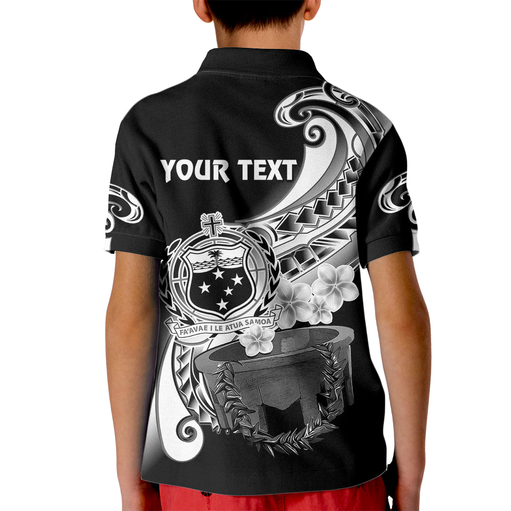 Custom Samoa Polo Shirt for Kid Ula Fala Kava Bowl Plumeria Polynesian Black - Wonder Print Shop