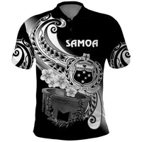 Custom Samoa Polo Shirt Ula Fala Kava Bowl Plumeria Polynesian Black - Wonder Print Shop