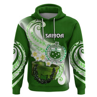 Custom Samoa Hoodie Ula Fala Kava Bowl Plumeria Polynesian Green - Wonder Print Shop