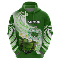 Custom Samoa Hoodie Ula Fala Kava Bowl Plumeria Polynesian Green - Wonder Print Shop