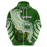Custom Samoa Hoodie Ula Fala Kava Bowl Plumeria Polynesian Green - Wonder Print Shop