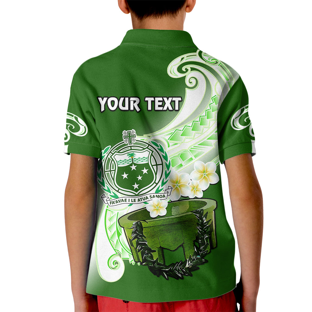 Custom Samoa Polo Shirt for Kid Ula Fala Kava Bowl Plumeria Polynesian Green - Wonder Print Shop