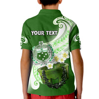 Custom Samoa Polo Shirt for Kid Ula Fala Kava Bowl Plumeria Polynesian Green - Wonder Print Shop