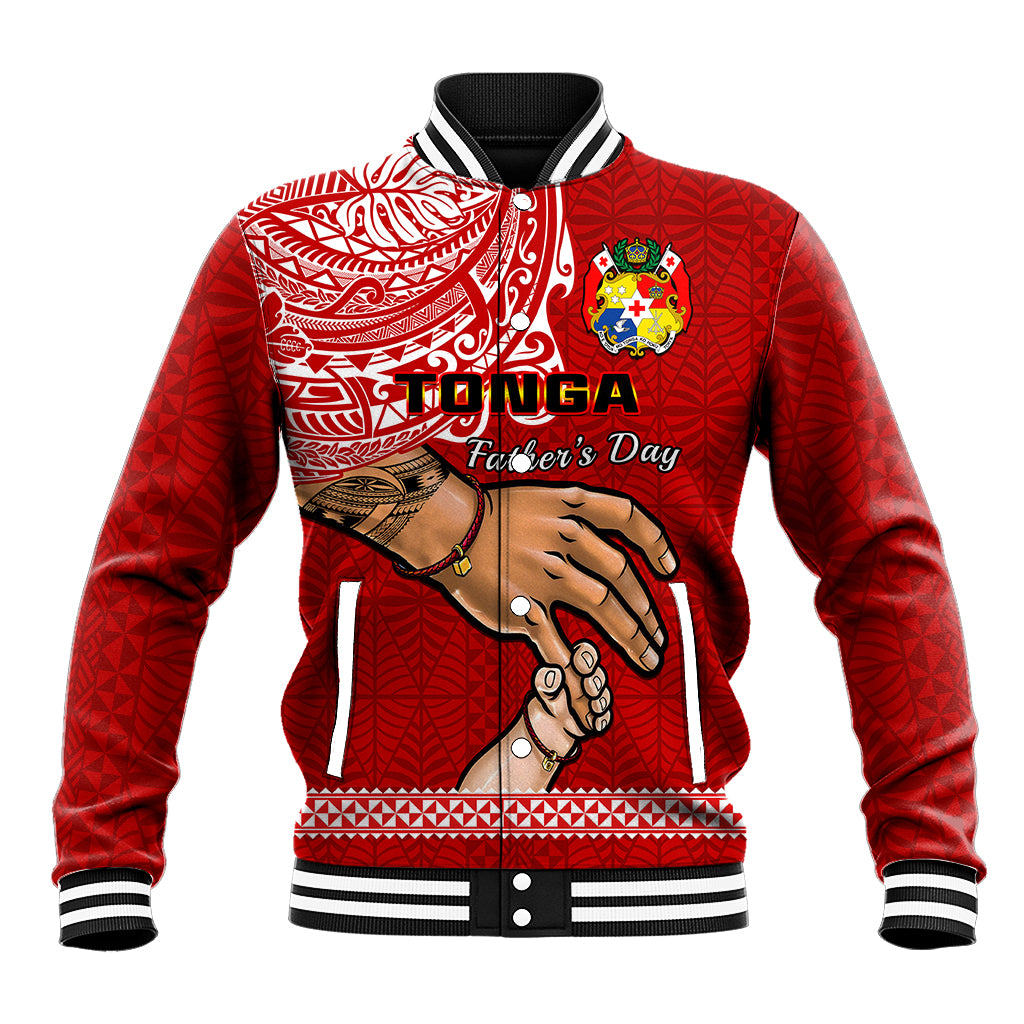 Tonga Fathers Day Baseball Jacket Red Tongan Ngatu I Love You Dad - Wonder Print Shop